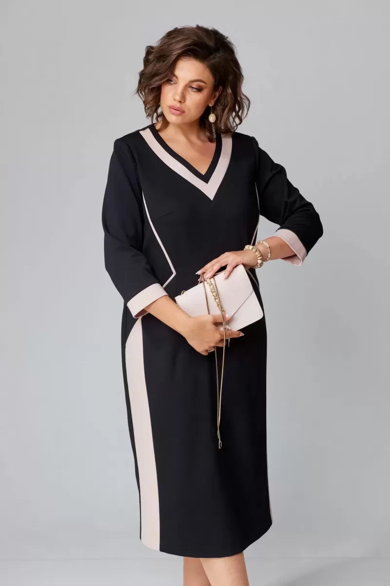 Rhoselivessa - Robe Chic Contrastée à Col V