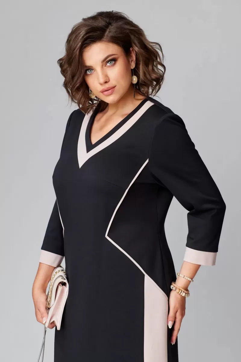 Rhoselivessa - Robe Chic Contrastée à Col V