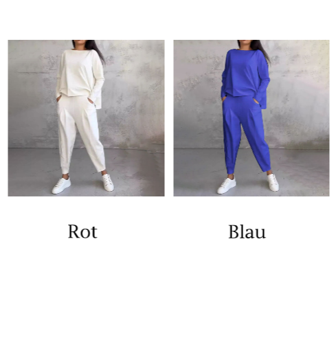 Ophélie - Long Sleeves with Round Neck & Pants 2 Piece Set