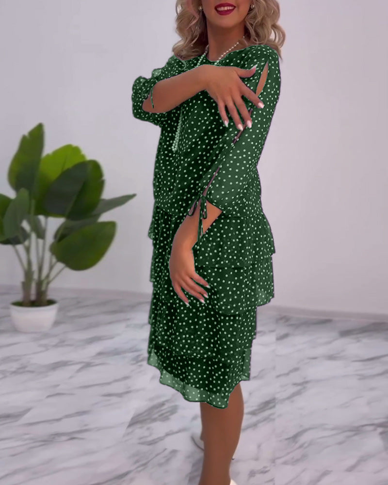 Camille - Robe à Pois Superposée Festive