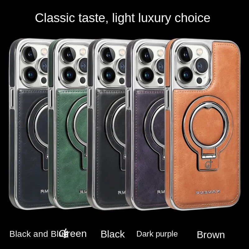 Jalira - Housse de téléphone iPhone en cuir luxueux avec support invisible
