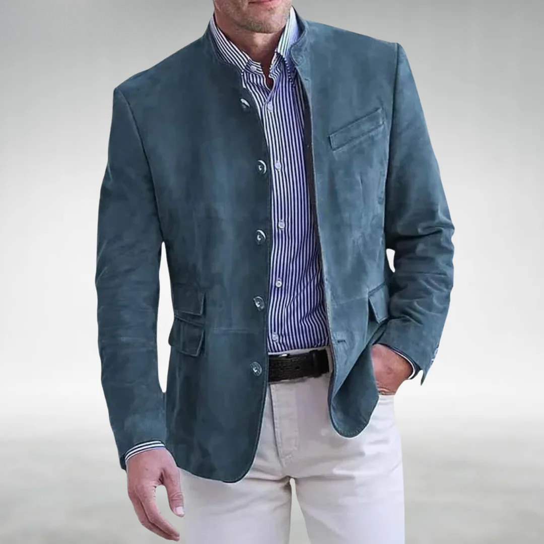 Jonathan - Men's faux suede jacket with stylish stand-up collar