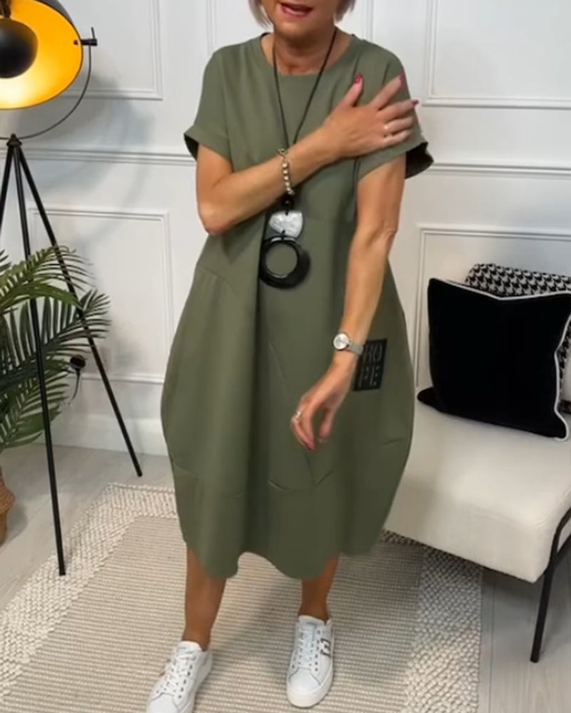 Marie - Robe Décontractée à Manches Courtes avec Imprimé Lettre pour Femme