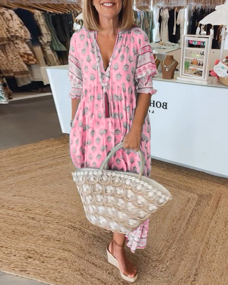 Flavie - Robe Décontractée à Coupe Ample avec Imprimé