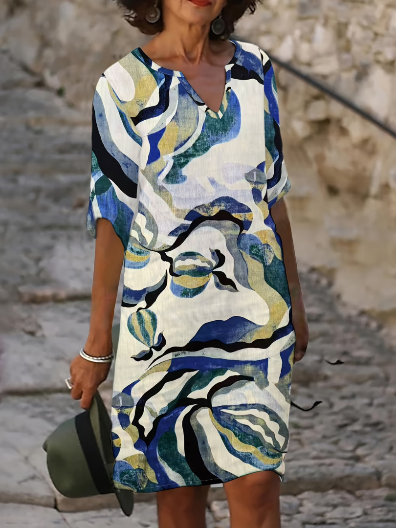 Cavessa - Robe d’été femme légère à imprimé abstrait
