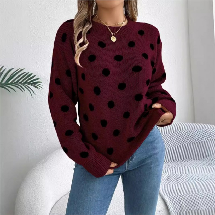 Maud - Pull Tricoté à Pois Élégant et Confortable