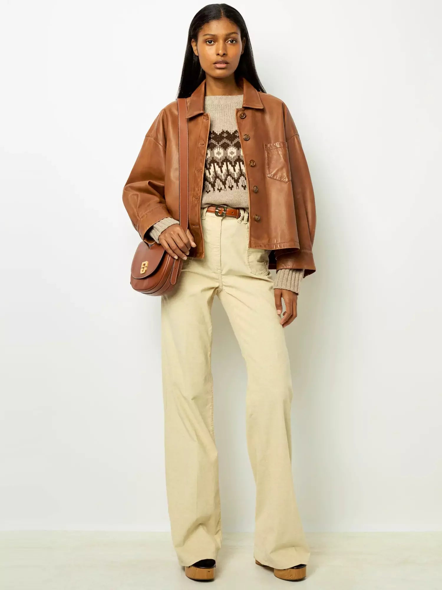 Maureen - Veste en Cuir Courte Minimaliste