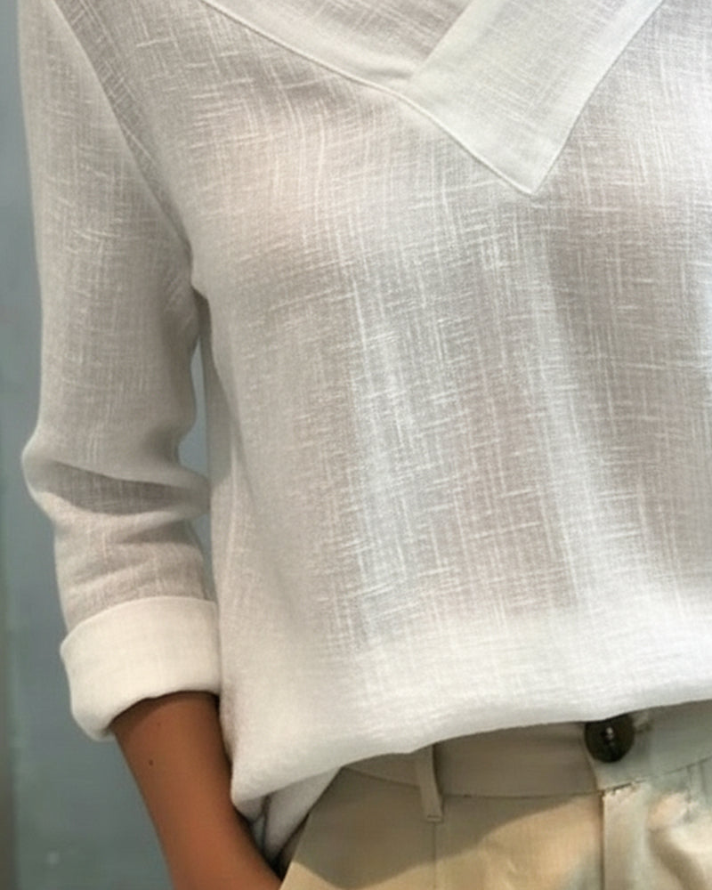 Melyra - Haut Élégant à Col V Décolleté Asymétrique