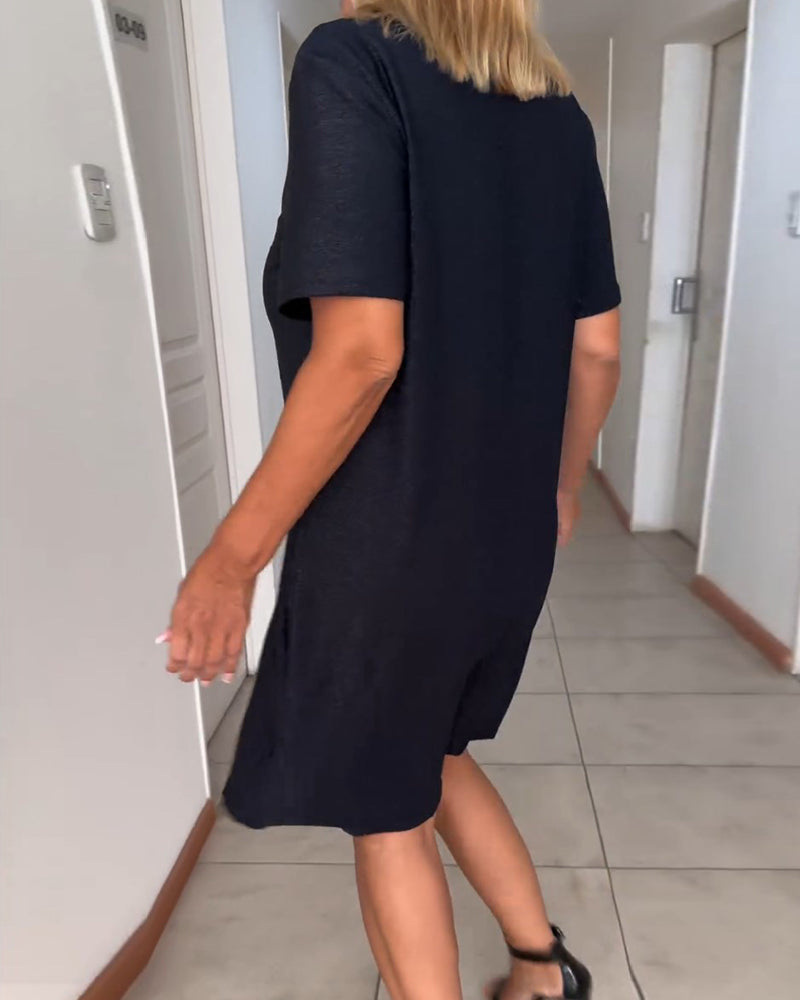 Julieta - Robe à manches courtes torsadée avec décolleté en V