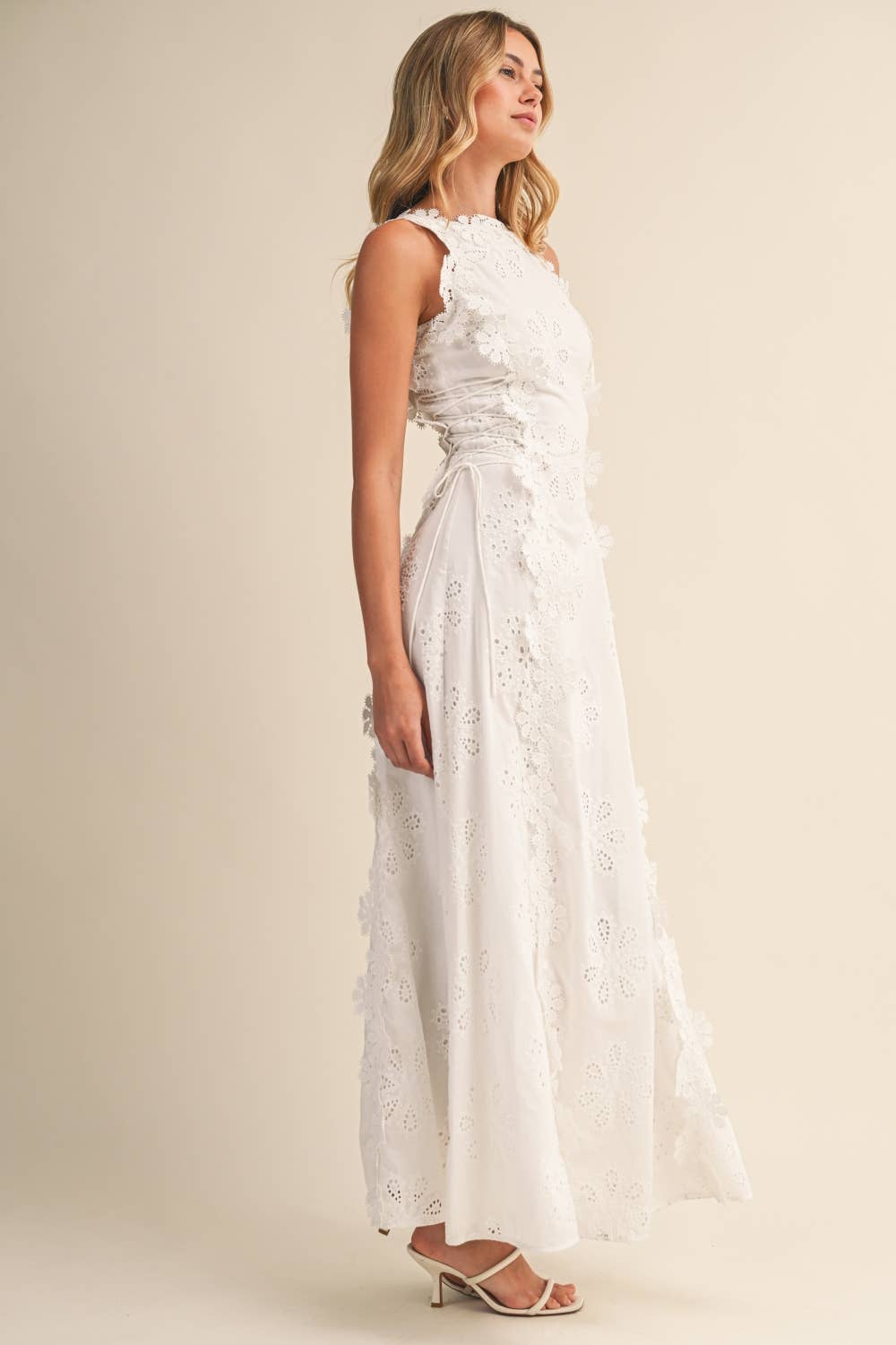 Orylisse - Robe maxi femme brodée avec dentelle florale élégante