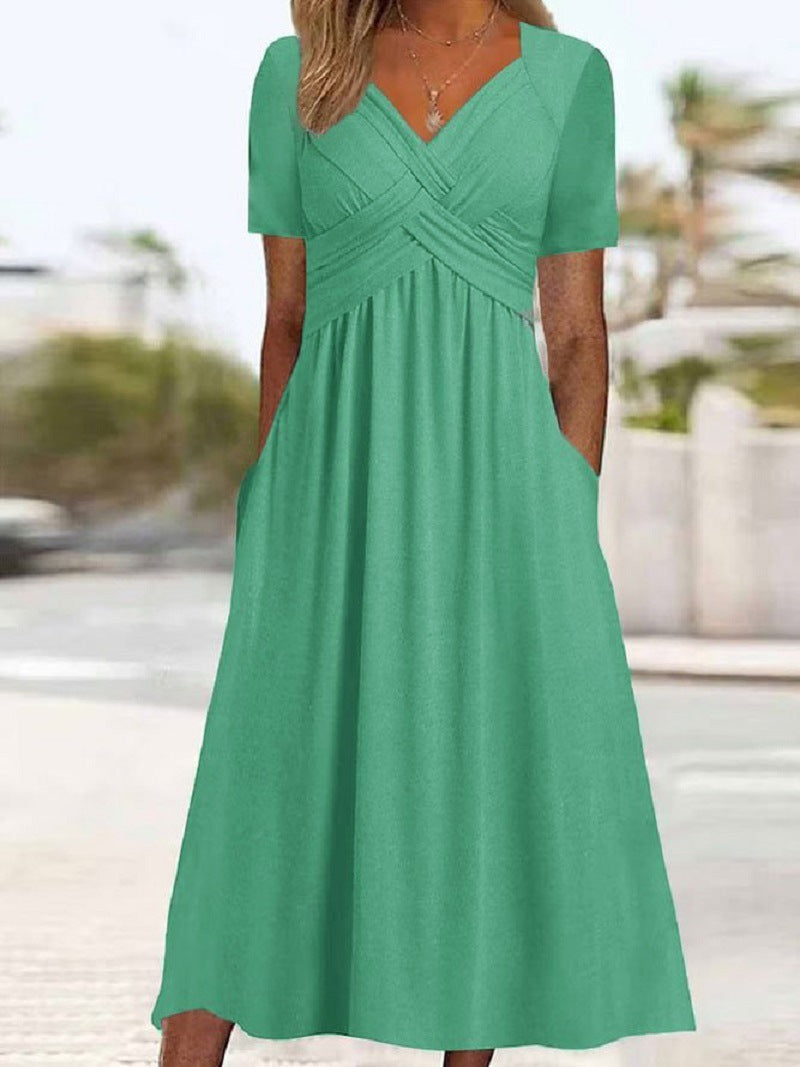 Malina - Robe Élégante à Silhouette Fluide et Décolleté en V