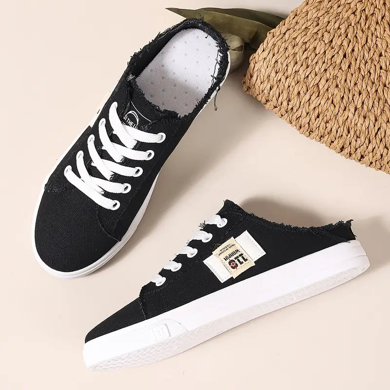 Cyrelia - Chaussures en toile lacées plates tendance et confortables qui vont avec tout