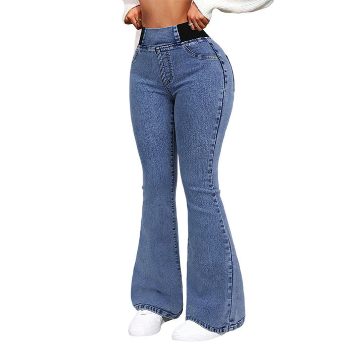 Rovindra - Jean Évasé Taille Haute Stretch Femme