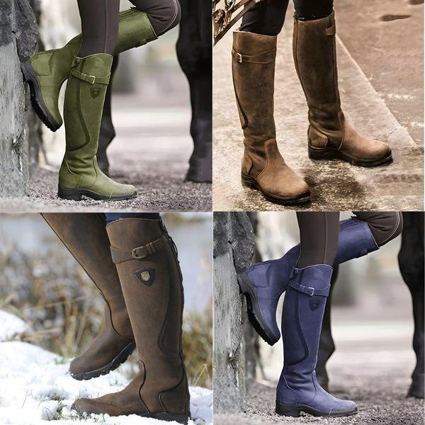 Averlina - Bottes d’Équitation en Cuir Imperméable