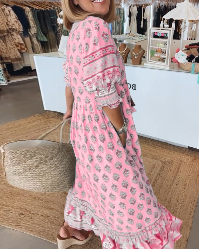 Flavie - Robe Décontractée à Coupe Ample avec Imprimé