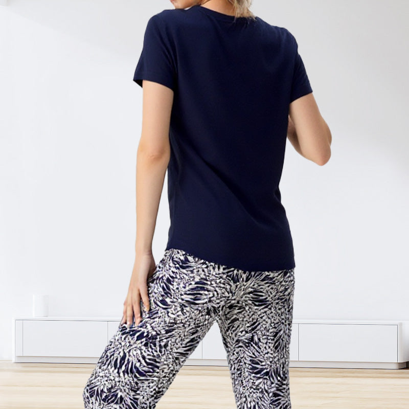 Ixoria - Ensemble femme coton décontracté avec pantalon imprimé fluide