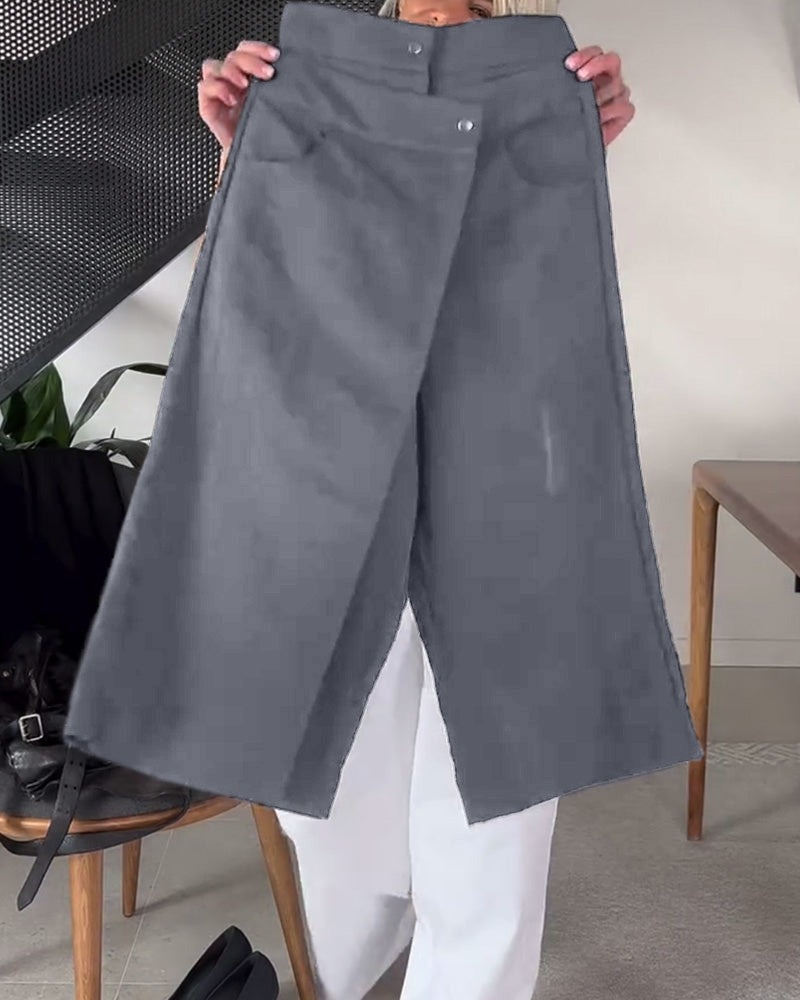 Blair - Pantalon femme large asymétrique pour bureau et quotidien