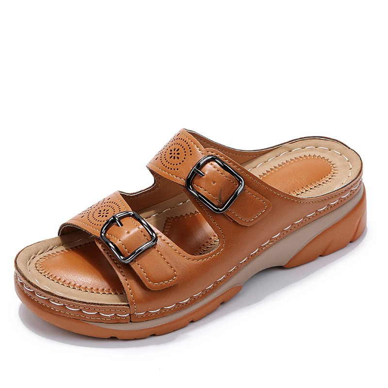 Elarith - Sandales femme orthopédiques confortables avec double bride réglable