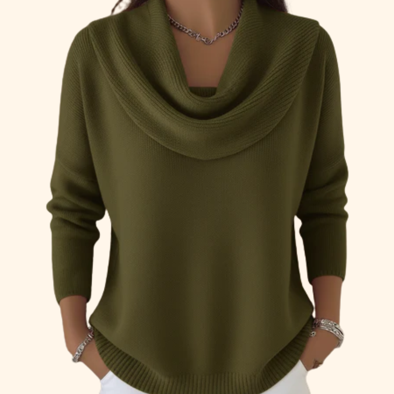 Elarina - Pull à Col Drapé pour Femme