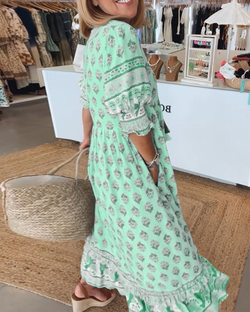 Flavie - Robe Décontractée à Coupe Ample avec Imprimé