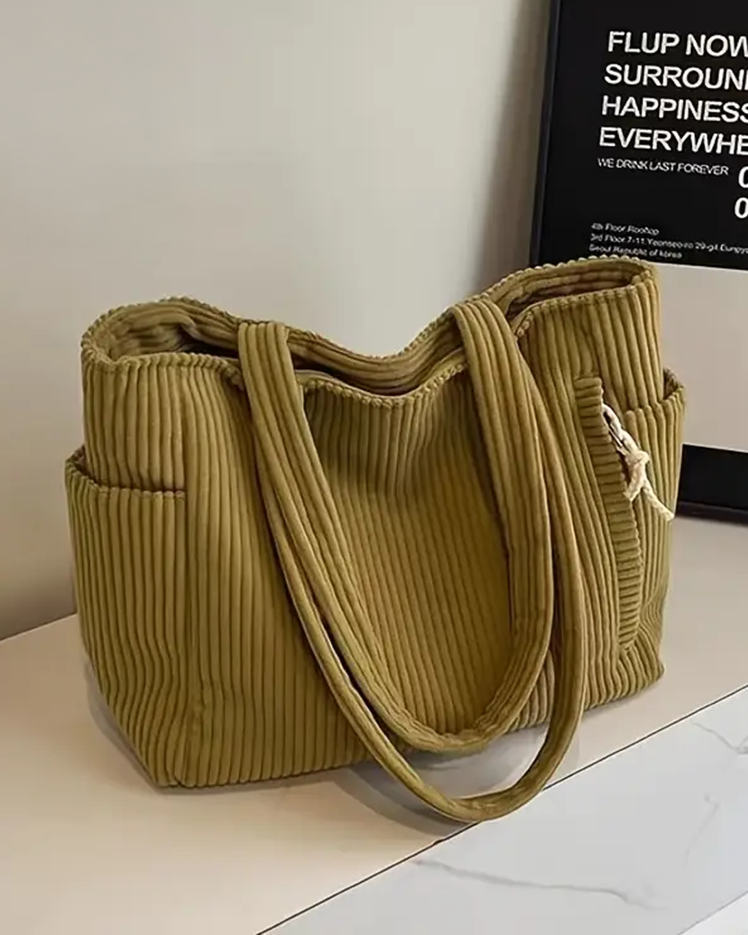Gisara - Sac fourre-tout côtelé avec détail en corde