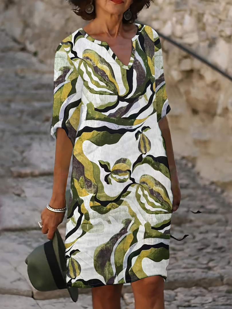 Cavessa - Robe d’été femme légère à imprimé abstrait