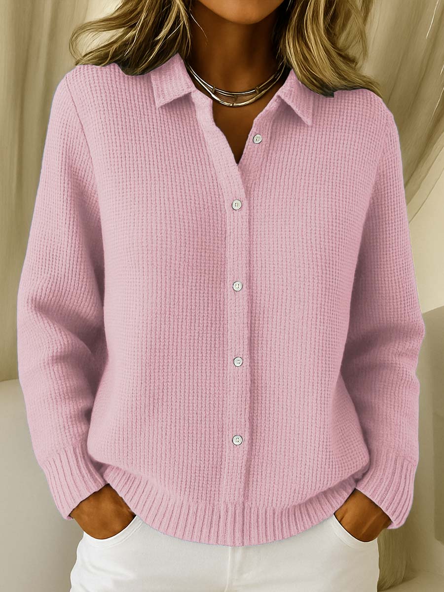 Rhosalyn - Cardigan Chic à Col Chemise et Manches Longues