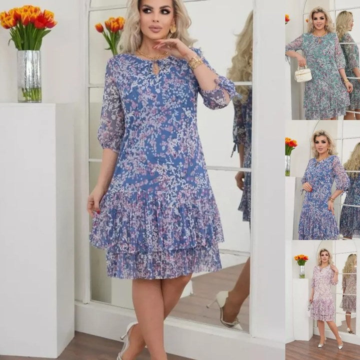 Phaeloria - Robe florale élégante à volants pour printemps et été