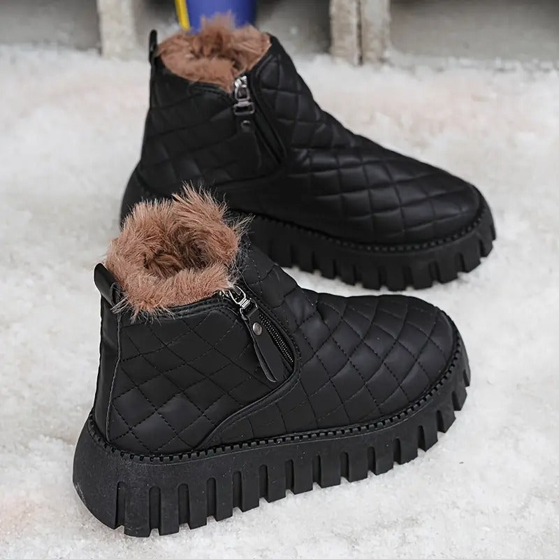 Riviana - Bottes d’hiver pour femme en cuir avec soutien orthopédique