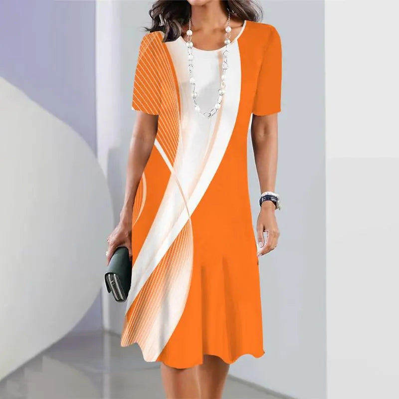 Dalia - Robe Plissée Femme avec Blocs de Couleurs