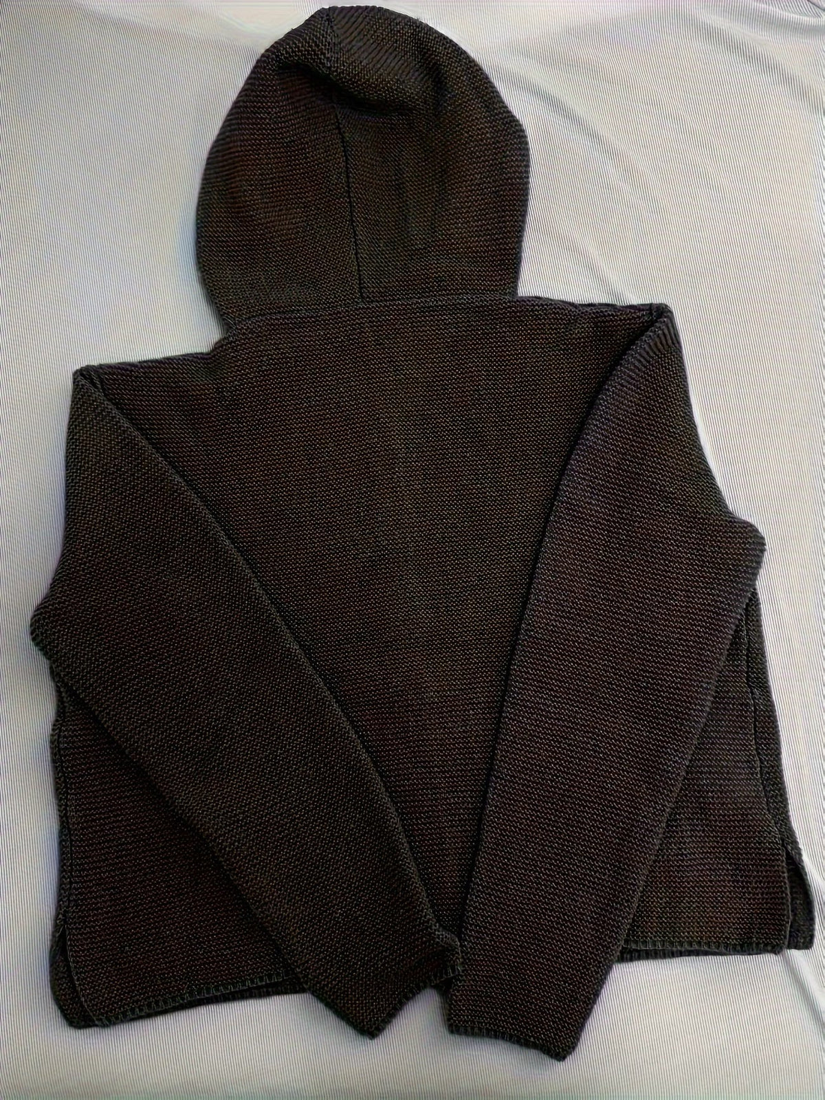 Maëline - Women's chunky knit hooded cardigan with buttons