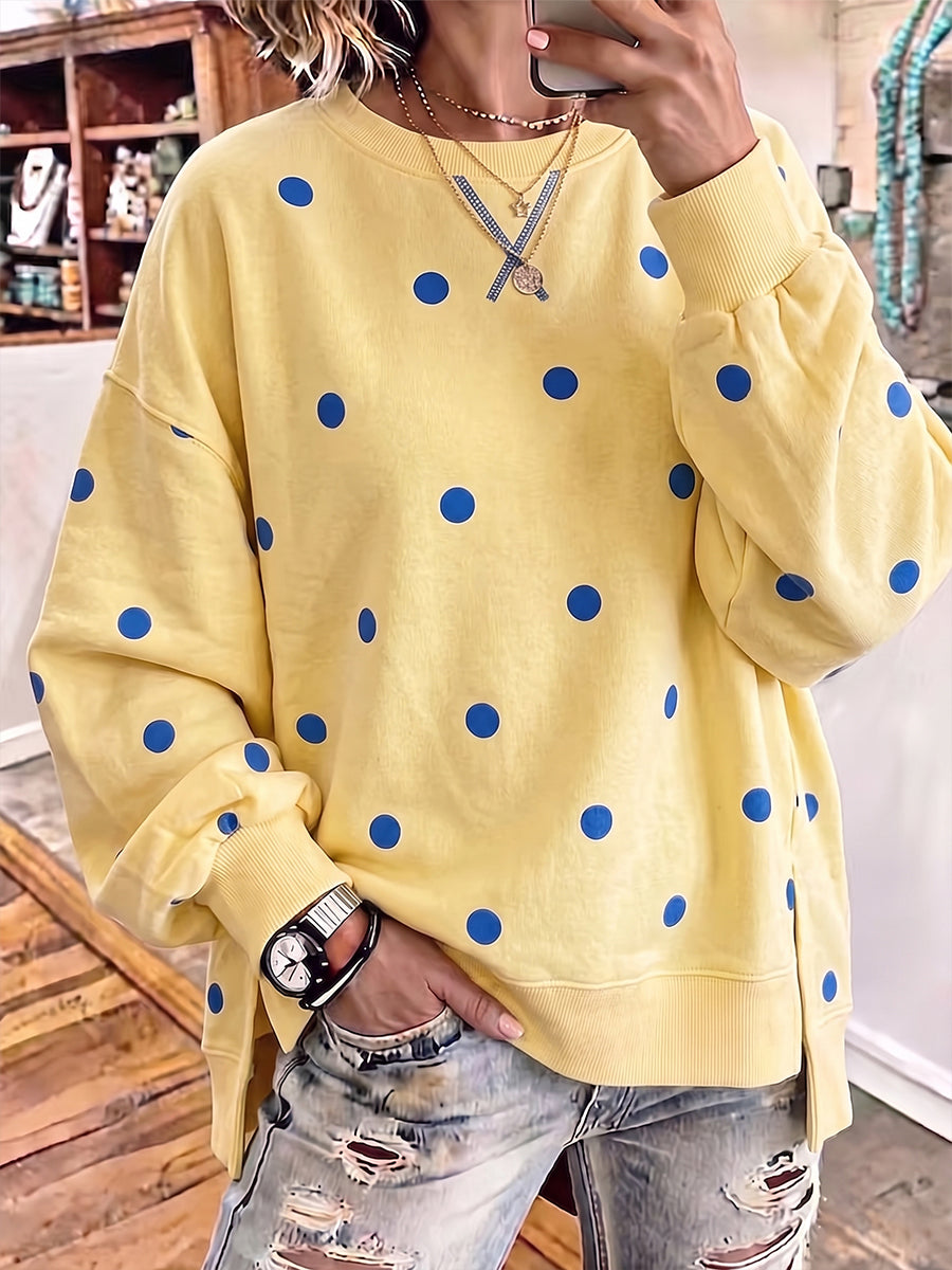 Laëtitia - Sweat femme à pois avec coupe ample décontractée