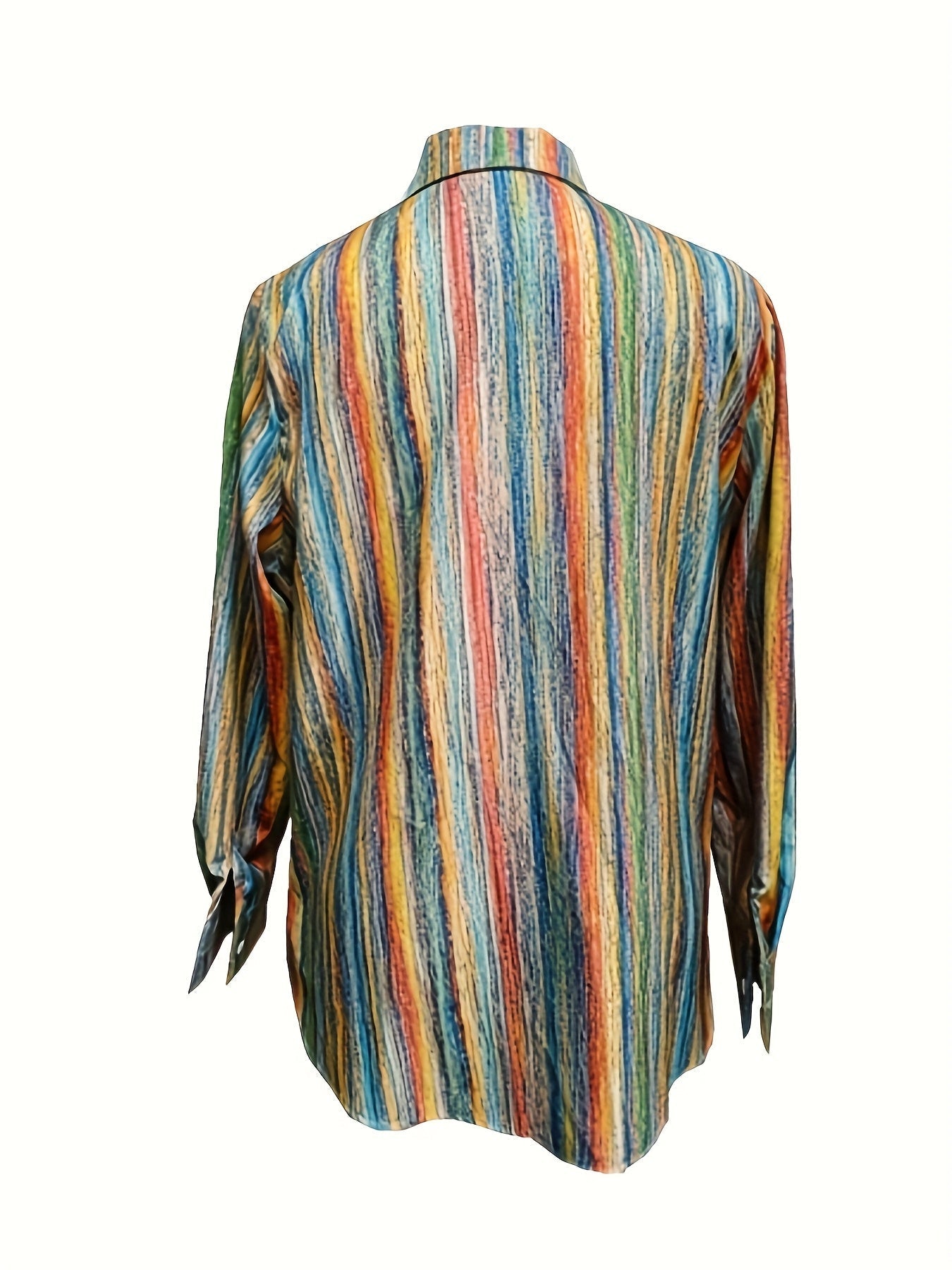 Qirexa - Chemise Femme Rayures Verticales Coupe Ample Boutonnée Style Décontracté