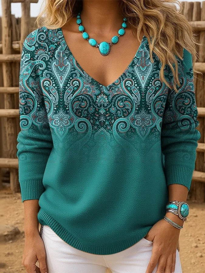 Gwenaliora - Pull Bohème Chic à Col V