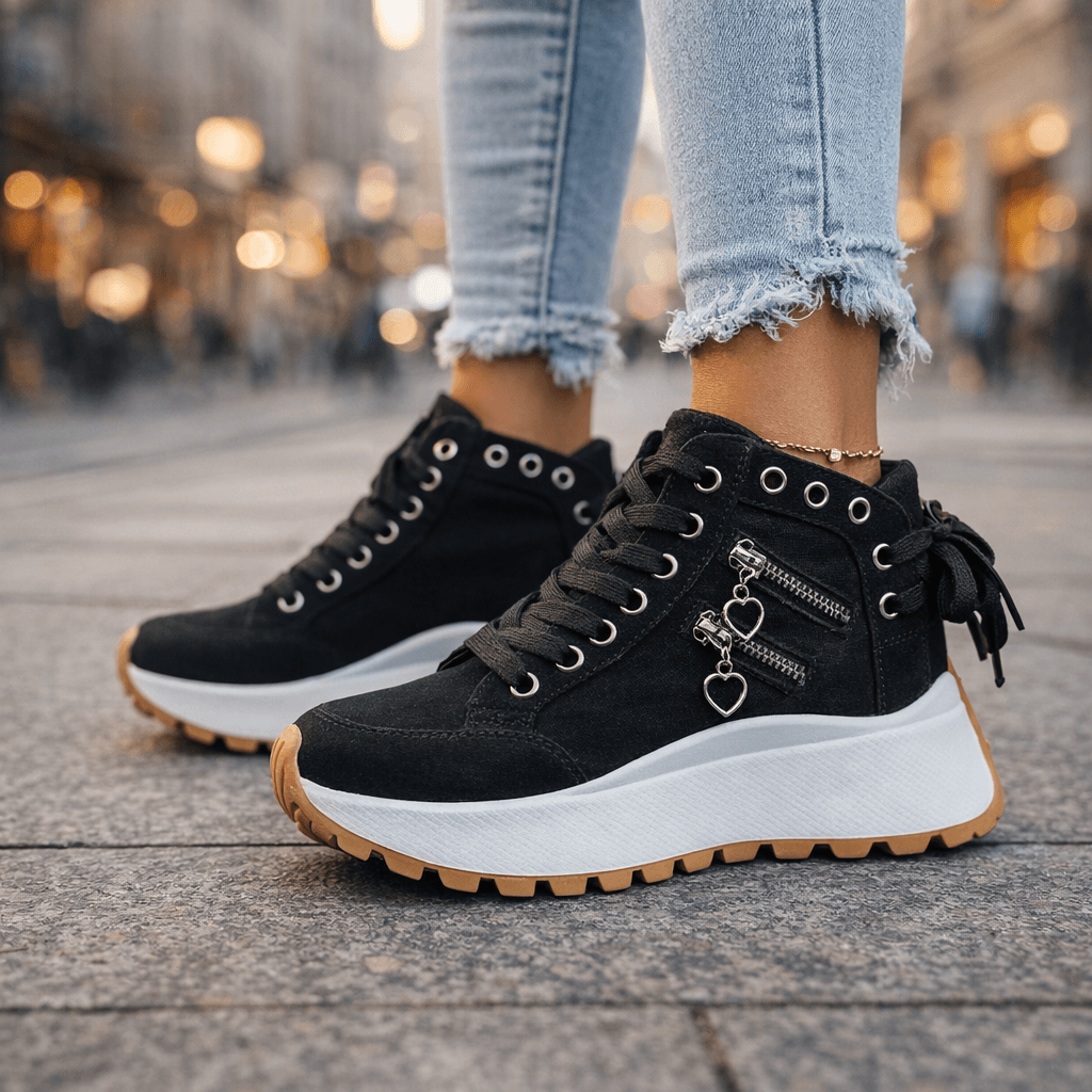 Jasmyra - Baskets plateforme femme denim bleu style chunky moderne