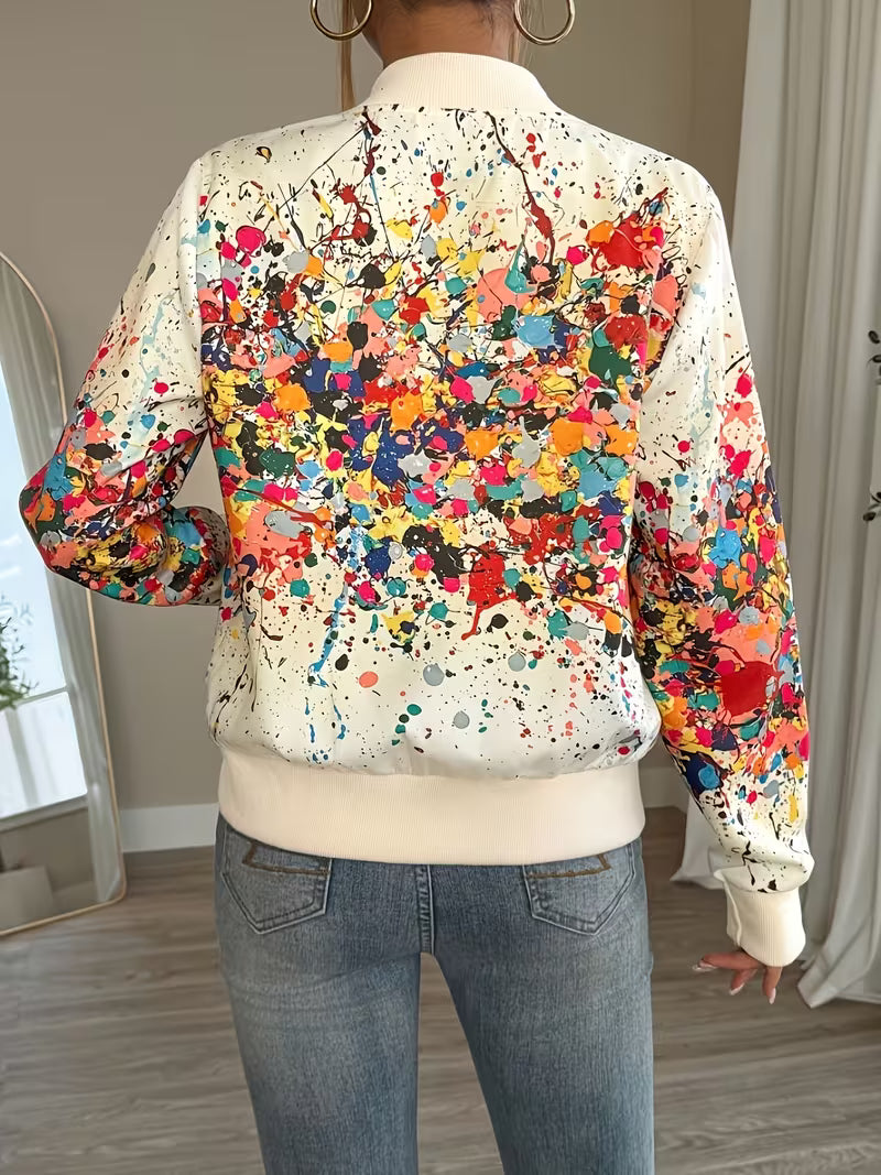 Noëlla - Veste bomber imprimée pour femme à fermeture éclair