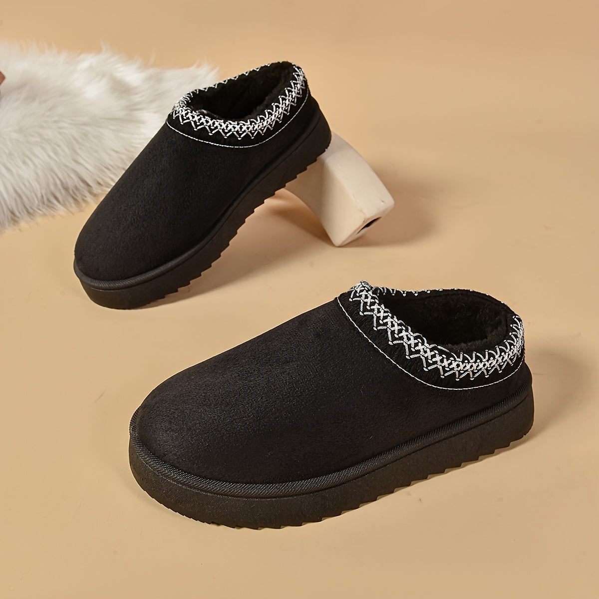 Selviane - Bottes Slip-On Ethniques à Doublure en Fausse Fourrure