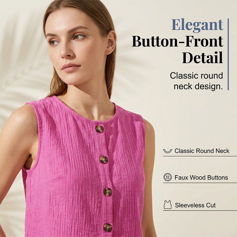 Fynoria - Ensemble femme top sans manches et short à boutons