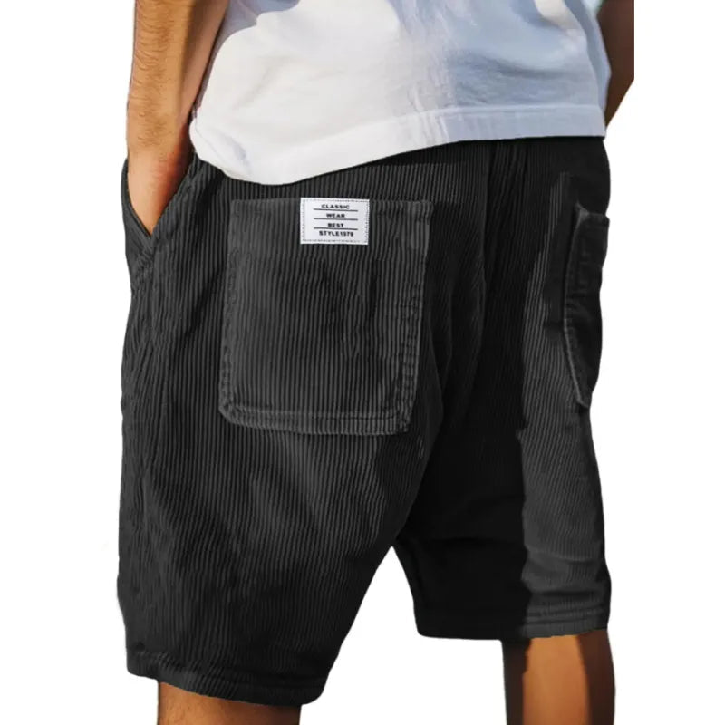 Gideon - Short homme velours côtelé poches taille élastique casual