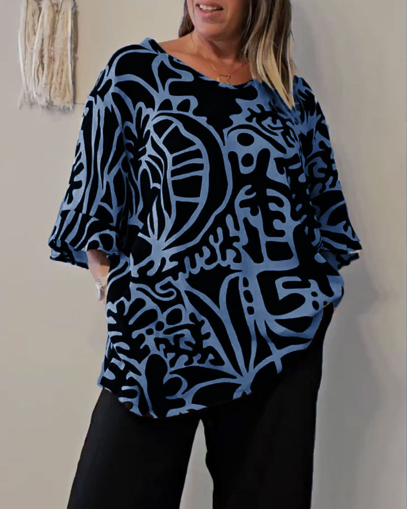 Brynitha - Haut Ample à Imprimé Abstrait pour Femme