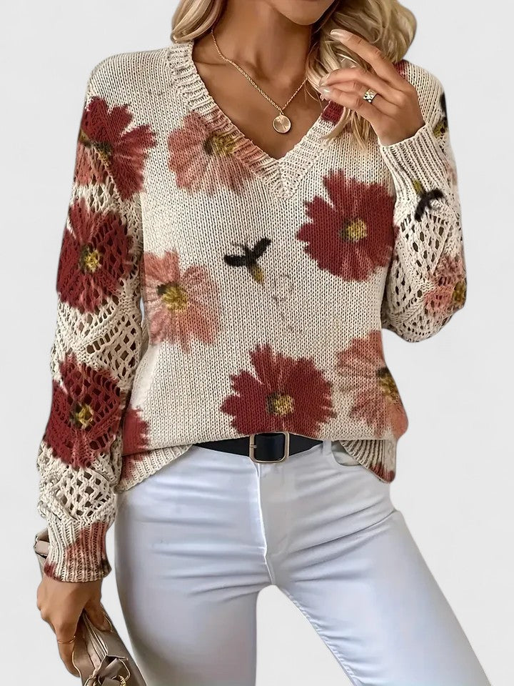 Marisavina - Pull Floral Vintage Élégant