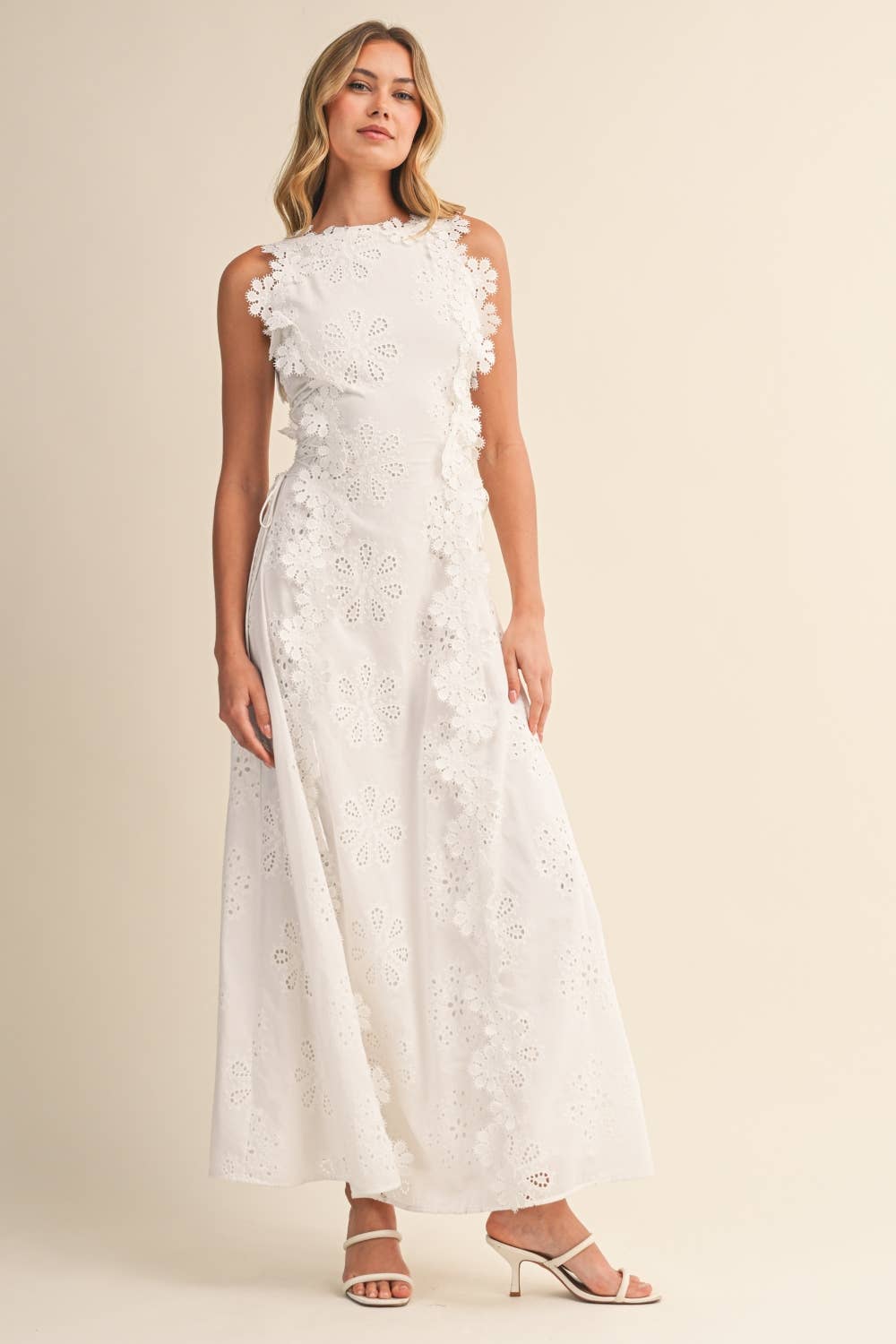 Orylisse - Robe maxi femme brodée avec dentelle florale élégante