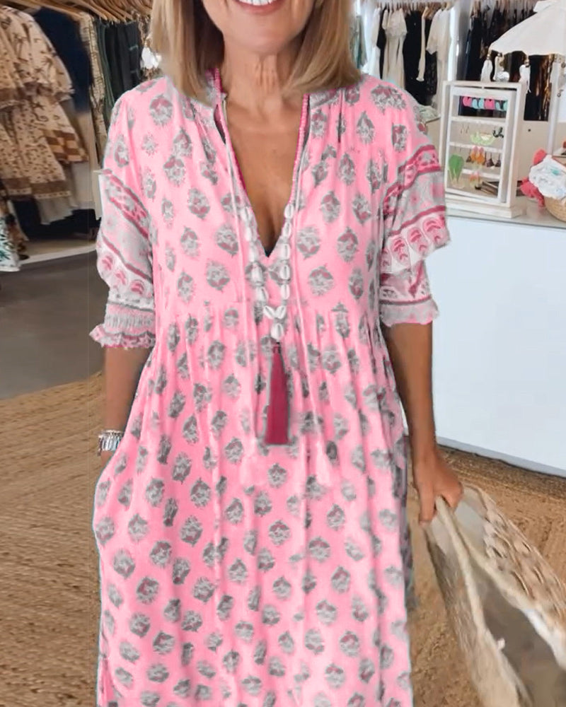 Flavie - Robe Décontractée à Coupe Ample avec Imprimé