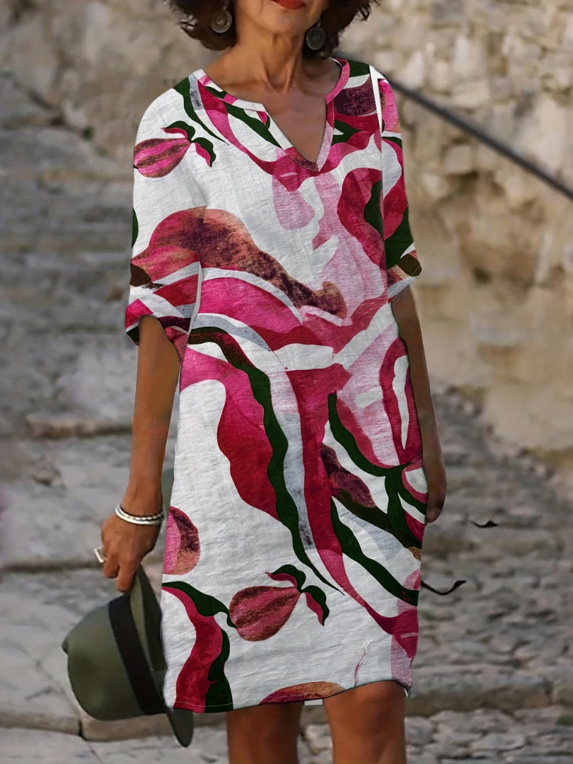 Cavessa - Robe d’été femme légère à imprimé abstrait