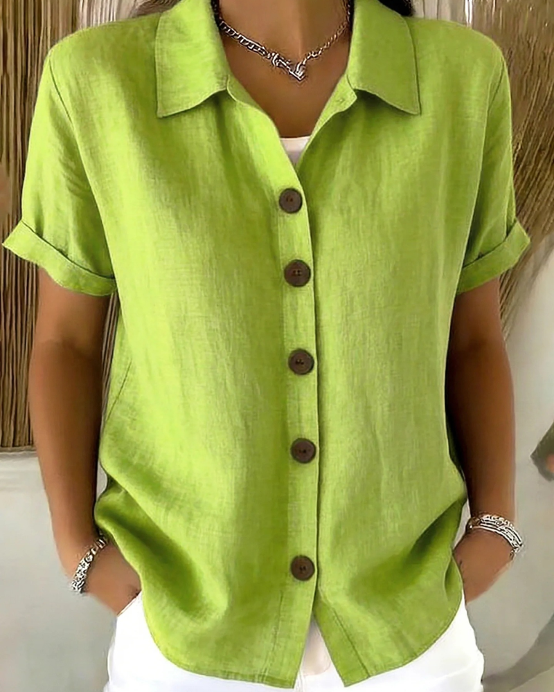 Marovia - Blouse femme boutonnée à manches courtes