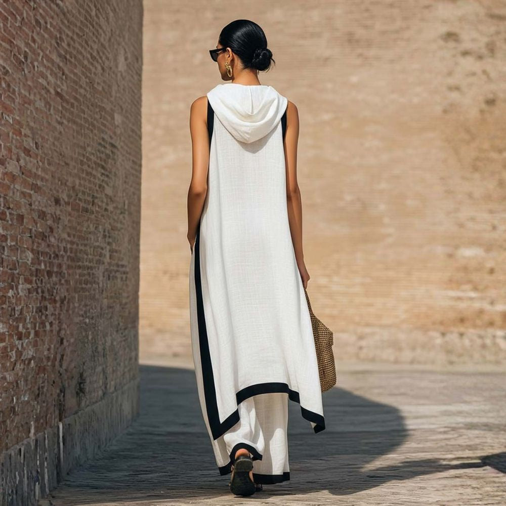Brinelia - Ensemble femme en lin et coton avec tunique asymétrique