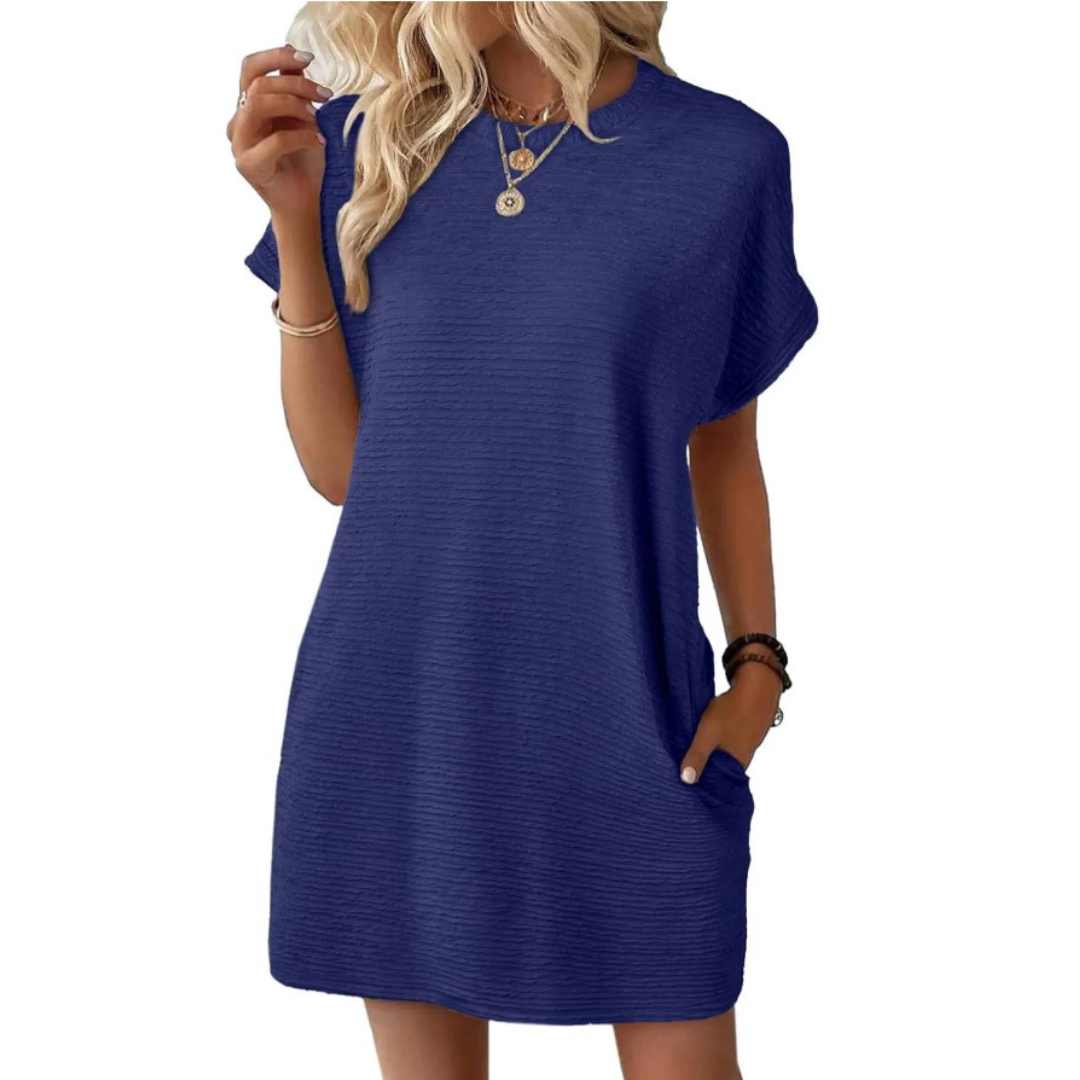 Aurellia - Robe d’été femme à col rond et coupe décontractée