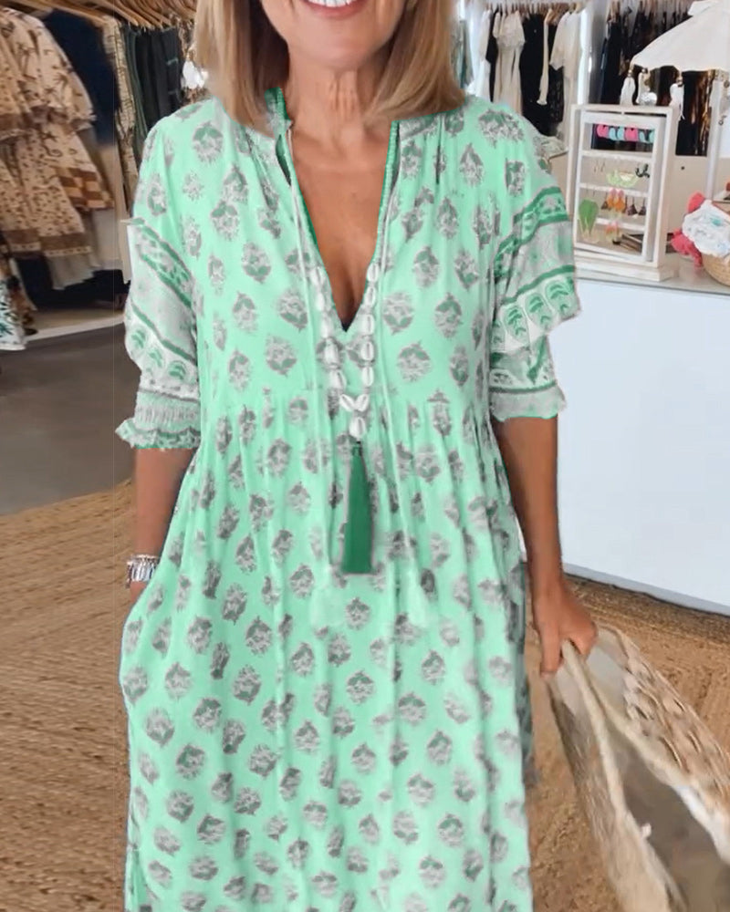 Flavie - Robe Décontractée à Coupe Ample avec Imprimé