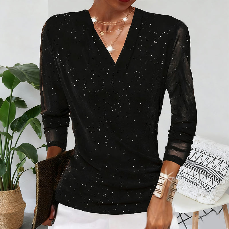 Oralindra - Blouse Croisée Élégante à Manches Longues