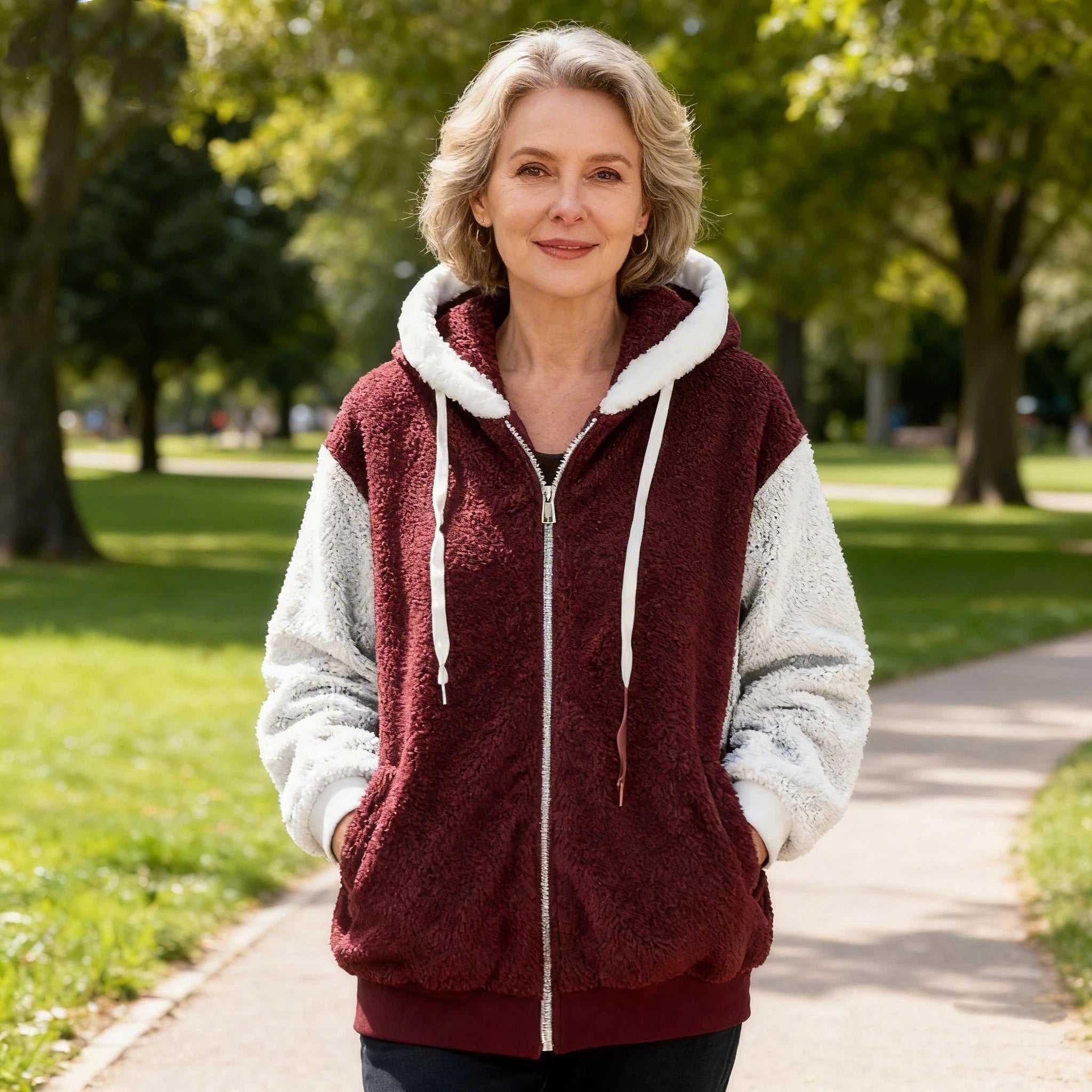 Francesca - Veste polaire femme à capuche avec poches pratiques